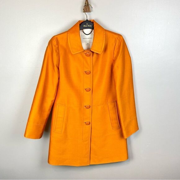 Banana Republic Orange Silk Trench Coat Jacket XS - Picture 1 of 6